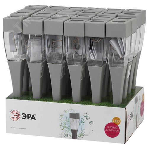 Садовый светильник на солнечной батарее, сталь, пластик, серый, 38 см SL-SS38-GLOW-2 ЭРА (Б0032578) 5