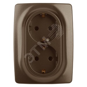 Розетка однофазная двойная скрытого монтажа, в рамку с заземлением без шторок бронза 16А 250В IP20 автоматические (безвинтовые) зажимы 12-2106-13 Эра 12