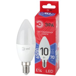 Лампа светодиодная LED 10 Вт 800Лм 6500К свеча холодный E14 220-240В LED B35-10W-865-E14 Red Line