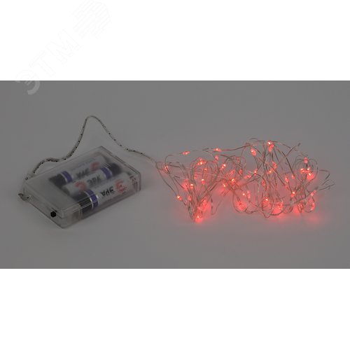 Гирлянда LED Нить 5 м красный свет, АА ENIN -5NR ЭРА (Б0047963) - фото 6
