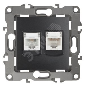 Розетка комбинированная RJ45+RJ11, Эра12, антрацит, 12-3109-05 (Б0018252)