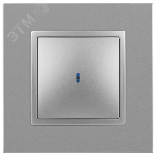 Выключатель одноклавишный, в рамку (скрытого монтажа) с подсветкой алюминий 10А 250В автоматические (безвинтовые) зажимы ЭРА Elegance 14-1102-03 3