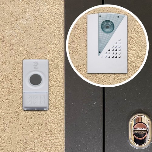Звонок дверной беспроводной на батарейках 32 мелодии 100м IP44 LED подсветка динамика белый 2АА/А23 C41 - фото 4