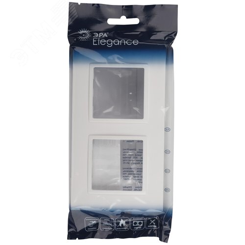 Рамка для розеток и выключателей Elegance 14-5012-01 Classic, на 2 поста, белый | Б0060576 | ЭРА - фото 2