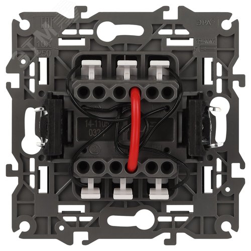 Выключатель двухклавишный, в рамку (скрытого монтажа) с подсветкой антрацит 10А 250В автоматические (безвинтовые) зажимы ЭРА Elegance 14-1105-05 3