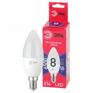 Лампа светодиодная LED 8 Вт 640Лм 6500К свеча холодный E14 220-240В LED B35-8W-865-E14 Red Line