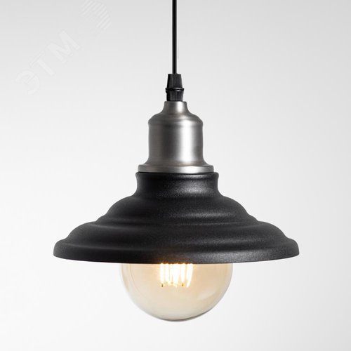 Светильник PL4 BK/BN Подвес металл, E27, max 60W, d203 мм, шагрень черный/темный никель 5