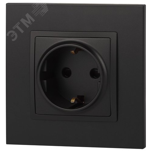 Розетка однофазная скрытого монтажа, в рамку с заземлением со шторками антрацит 16А 250В IP20 автоматические (безвинтовые) зажимы 14-2102-05 Эра Elegance 5