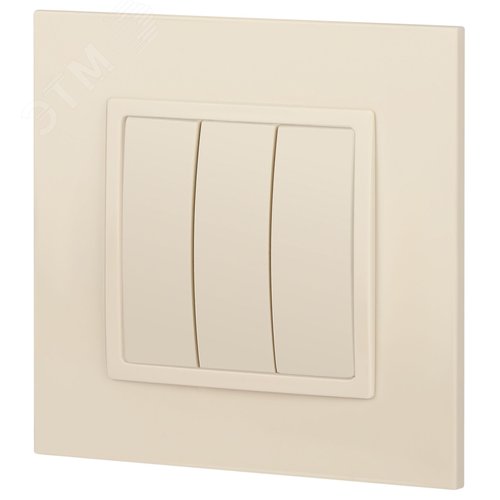 Выключатель трехклавишный, в рамку (скрытого монтажа) слоновая кость 10А 250В автоматические (безвинтовые) зажимы ЭРА Elegance 14-1107-02 5