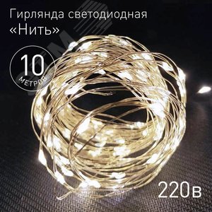 Гирлянда LED Нить 10 м теплый свет 220V ENIN -10NW ЭРА (Б0047964) - ЭРА (Энергия света)