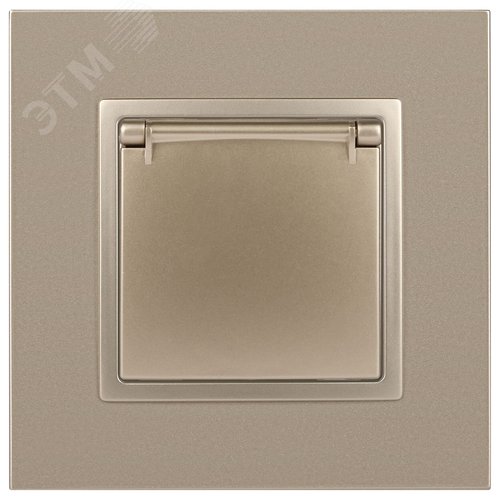 Розетка однофазная скрытого монтажа, в рамку с заземлением со шторками шампань с крышкой 16А 250В IP20 автоматические (безвинтовые) зажимы 14-2103-04 Эра Elegance 2