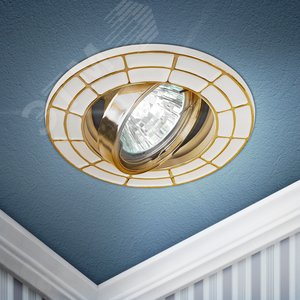 Светильник ST7A GD/WH штампованный поворотный MR16,12V/220V, 50W белый/золото | Б0036492 | ЭРА - фото 2