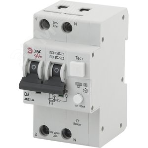 Выключатель автоматический дифференциального тока Pro NO-902-21 АВДТ 64 (А) C63 100mA 6кА 1P+