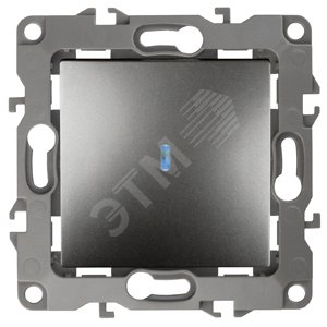 Выключатель одноклавишный скрытого монтажа с подсветкой графит 10А 250В автоматические (безвинтовые) ЭРА 12 12-1102-12