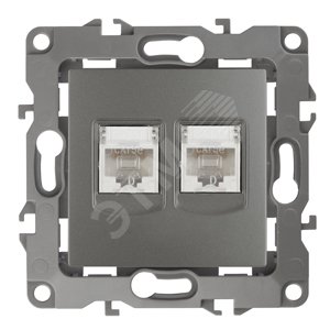 Розетка информационная двойная 2XRJ45, Эра12, графит, 12-3108-12 - ЭРА (Энергия света)
