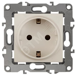 Розетка однофазная скрытого монтажа, в рамку с заземлением без шторок слоновая кость 16А 250В IP20 автоматические (безвинтовые) зажимы 12-2101-02 Эра 12