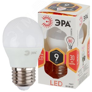 Лампа светодиодная LED 9 Вт 720Лм 2700К шар теплый E27 170-265В LED P45-9W-827-E27 Standart