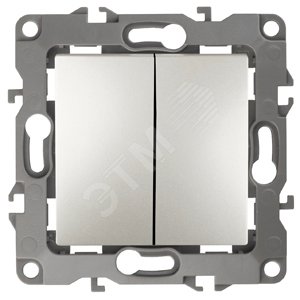 Выключатель двухклавишный скрытого монтажа перламутр 10А 250В автоматические (безвинтовые) ЭРА 12 12-1104-15