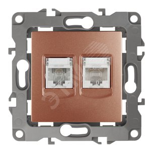 Розетка информационная+телефонная 12-3109-14RJ45+RJ11, медь (10/100/2500) |Б0019360 | ЭРА - ЭРА (Энергия света)