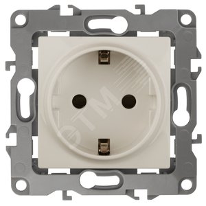 Розетка однофазная скрытого монтажа, в рамку с заземлением без шторок слоновая кость 16А 250В IP20 винтовые клеммы 12-2111-02 Эра 12