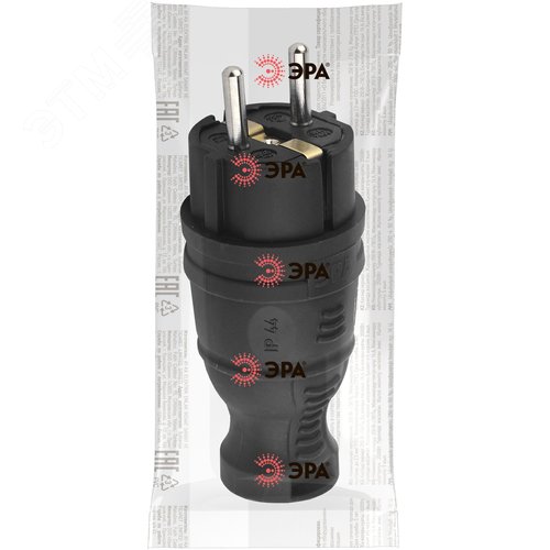 Вилка каучуковая з/з прямая 16A IP44 черная       V8-B-IP44 2