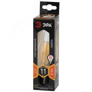 Лампа светодиодная декоративная LED 11 Вт 1430Лм 2700К свеча на ветру, филамент теплый E14 230В F-LED BXS-11W-827-E14 2
