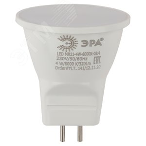 Лампа светодиодная LED MR11-4W-860-GU4 (диод, софит, 4Вт, холод, GU4) (10/100/8000) ЭРА (Б0049067) - фото 3