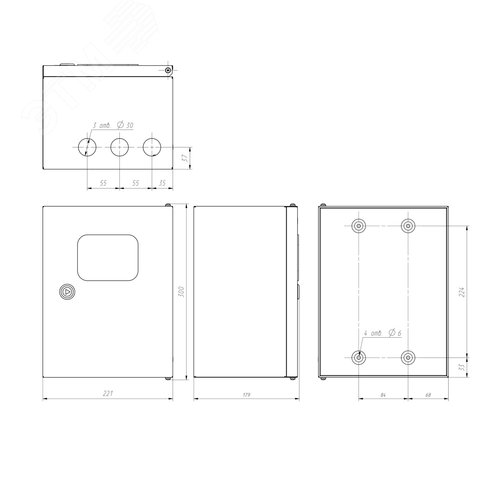 Корпус металлический ЩМПг-00 с окном (290х220х175) IP54 У2 серый SIMPLE 2