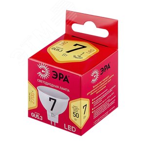 Лампа светодиодная LED 7 Вт 560Лм 2700К софит теплый GU5.3 220-240В LED MR16-7W-827-GU5.3 Red Line - фото 2