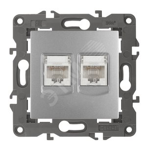 Розетка 2хRJ45, Эра Elegance, алюминий, 14-3108-03 - ЭРА (Энергия света)