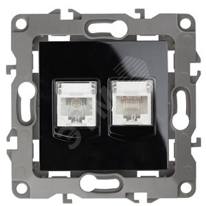 Розетка комбинированная RJ45+RJ11, Эра12, чёрный - ЭРА (Энергия света)
