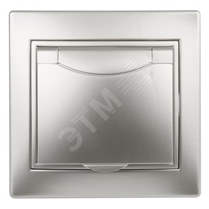1-203-03 Розетка 2P+E Schuko с крышкой, 16А-250В, IP20, СУ, Plano, алюминий (10/100/1500) | Б0030062 | Intro - ЭРА (Энергия света)