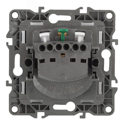 Розетка однофазная скрытого монтажа, в рамку с заземлением без шторок антрацит 16А 250В IP20 автоматические (безвинтовые) зажимы 12-2001-05 Эра 12 2