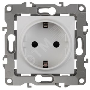 Розетка однофазная скрытого монтажа, в рамку с заземлением без шторок белый 16А 250В IP20 автоматические (безвинтовые) зажимы 12-2101-01 Эра 12