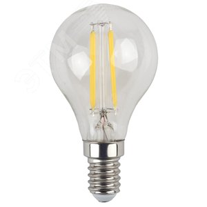 Лампа светодиодная филаментная F-LED P45-5W-827-E14 (филамент, шар, 5Вт, тепл, E14 (10/100/3000) ЭРА (Б0043437) - фото 3