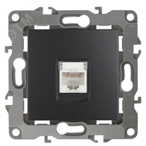 Розетка информационная RJ45, Эра12, антрацит, 12-3107-05 2