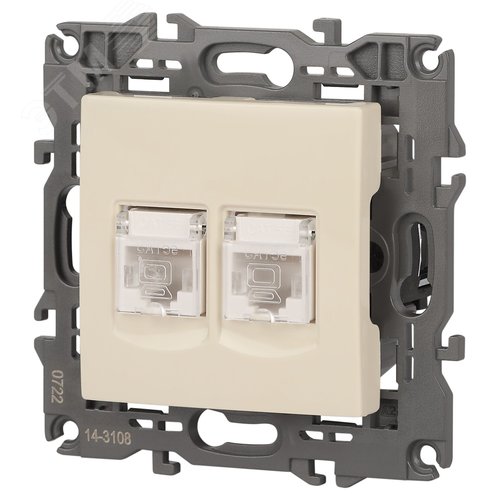 Розетка 2хRJ45, Эра Elegance, сл.кость, 14-3108-02 - фото 4
