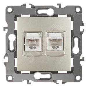 Розетка информационная двойная 2XRJ45, Эра12, шампань, 12-3108-04 - ЭРА (Энергия света)