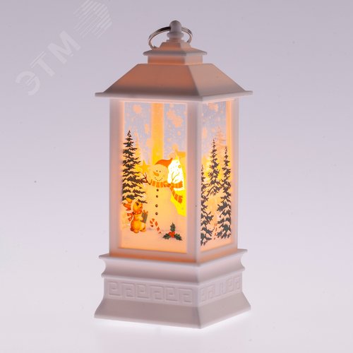 Светильник декоративный новогодний Снеговик,  теплый белый LED, h 20 см, 3*ААА, IP20 (Б0051940) - фото 3