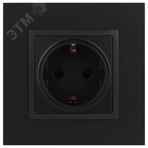 Розетка однофазная скрытого монтажа, в рамку с заземлением со шторками антрацит 16А 250В IP20 автоматические (безвинтовые) зажимы 14-2102-05 Эра Elegance 2