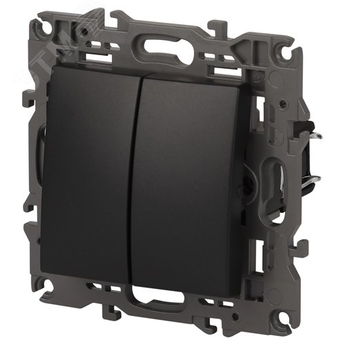 Переключатель двойной, 10АХ-250В, Эра Elegance, антрацит,14-1106-05 - фото 3