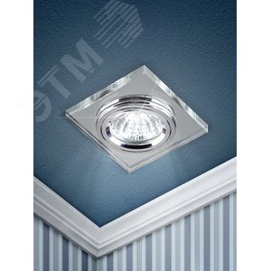 Светильник декор стекло квадрат MR16,12V/220V, 50W, хром/зеркальный DK8 CH/WH 2