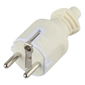 Вилка c/з 16A прямой ввод ПВХ оболочка белая 10/200/6000 V4W