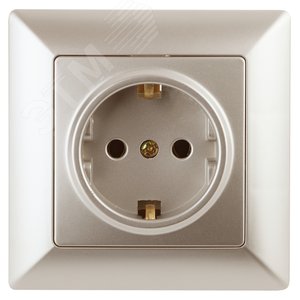 4-206-04 Розетка 2P+E Schuko со шторками, 16А-250В, СУ, Solo, шампань (10/200/2400) | Б0043343 | Intro - ЭРА (Энергия света)