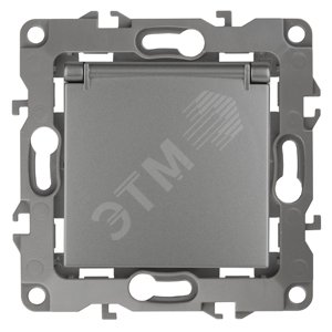 Розетка однофазная скрытого монтажа, в рамку с заземлением со шторками графит с крышкой 16А 250В IP20 автоматические (безвинтовые) зажимы 12-2103-12 Эра 12