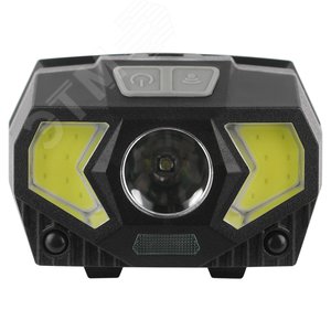 Фонарь налобный светодиодный 5Вт 300Лм IP40 SMD+COB 7 режимов на батарейках 3xAAA (в комплект не входят) GB-608 черный - фото 3