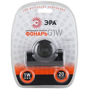 Фонарь светодиодный  G1W  Налобный 1W LED, коллиматор, 3хААА, бл (25/100/600) ЭРА (C0033731) - фото 2