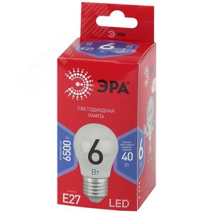 Лампа светодиодная LED 6 Вт 480Лм 6500К шар холодный E27 220-240В LED P45-6W-865-E27 Red Line 2