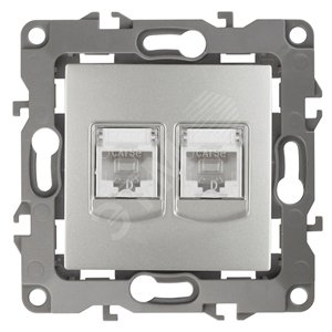 Розетка информационная двойная 2XRJ45, Эра12, алюминий, 12-3108-03 - ЭРА (Энергия света)