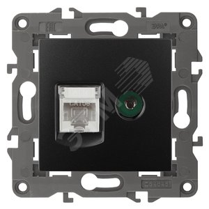 Розетка RJ45+TV, Эра Elegance, антрацит, 14-3110-05 - ЭРА (Энергия света)